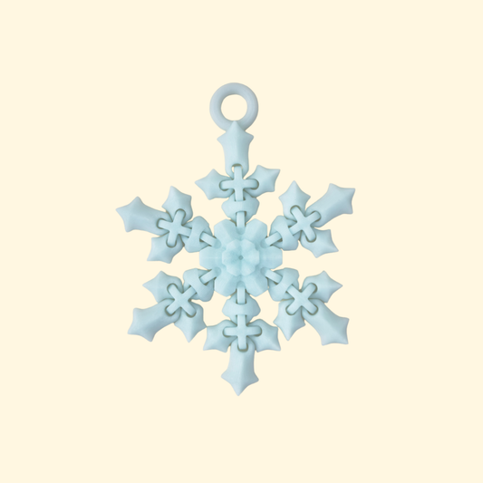 Hand-filling flexible fidget in shiny blue and white for soothing bends and ripples.