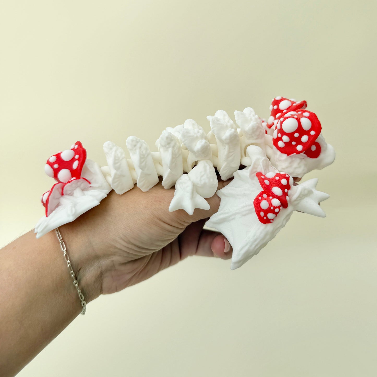 textured sensory dragon with toadstool details and smooth articulation