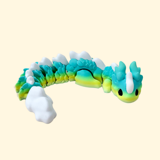 articulated dragon fidget with textured details for tactile stimming, focus, and display