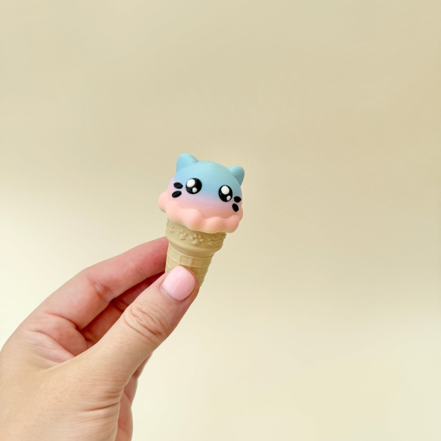 Colourful cat ice cream cone fidget with click top, great for collectors and sensory seekers