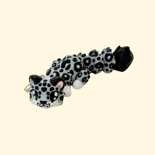articulated leopard fidget with textured surface and keyring loop for sensory use