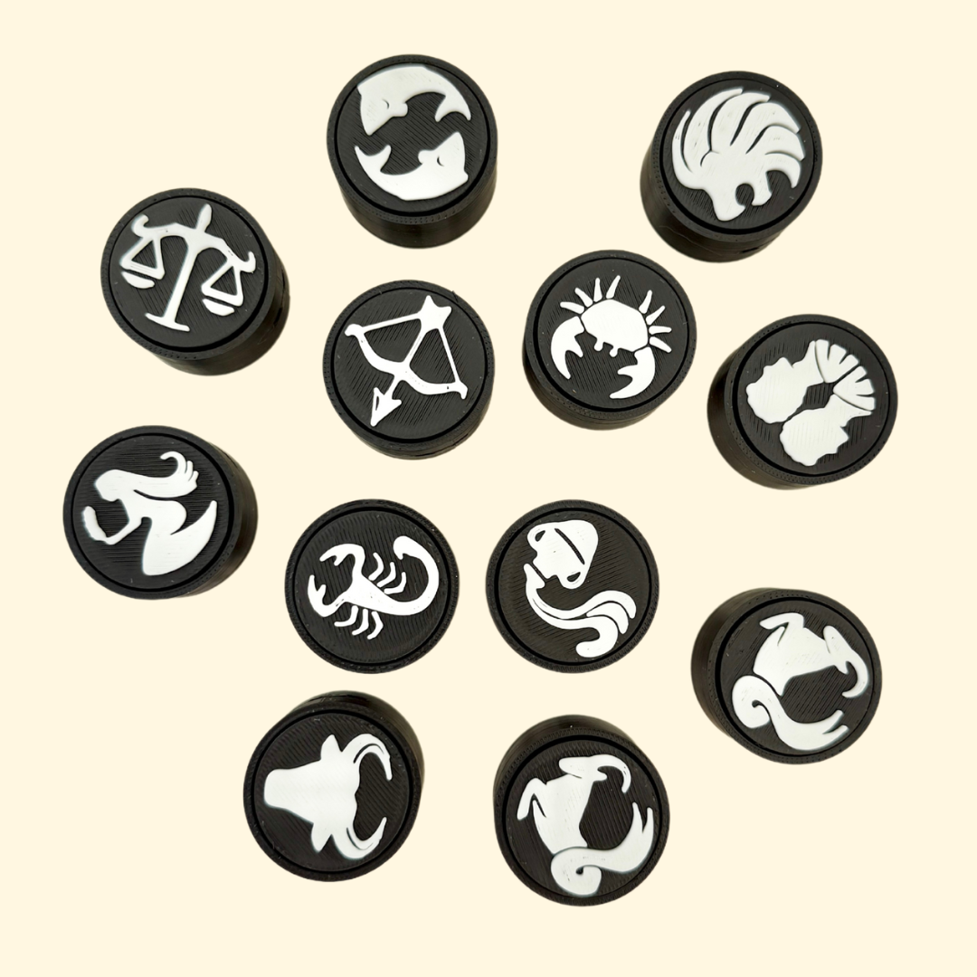 Sensory clicker with clear zodiac sign design, ideal for fidgeting, anxiety relief, or astrological enthusiasts.