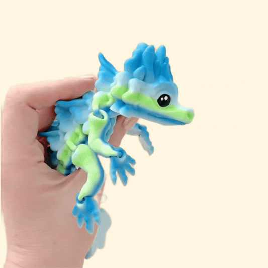 Large 19cm dragon fidget toy with vibrant gradient colours and fully articulated legs for sensory play.