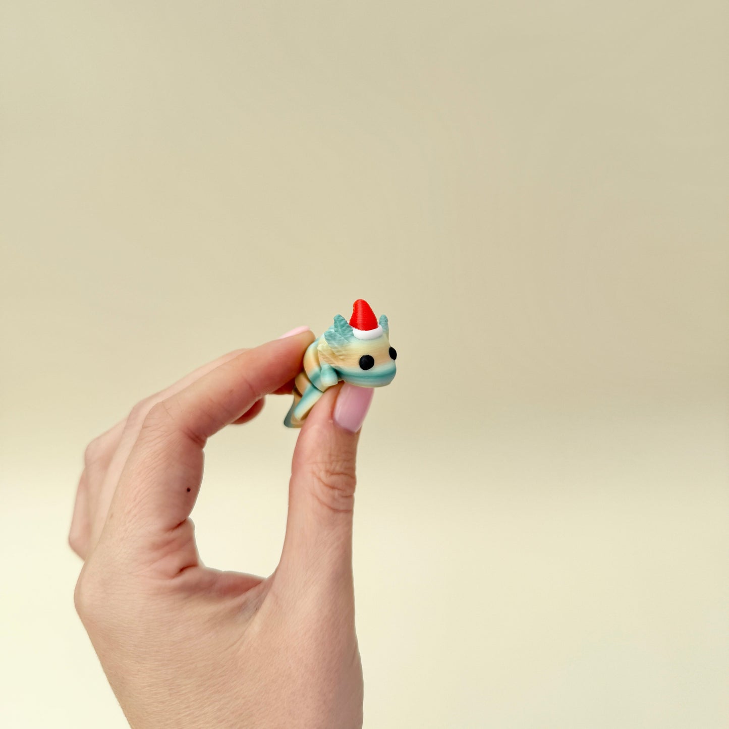 Pocket-size 5 cm axolotl toy for stockings and on-the-go stimming.
