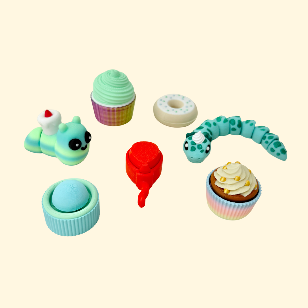 assorted sensory fidget toys arranged as a birthday gift set for focus and fun
