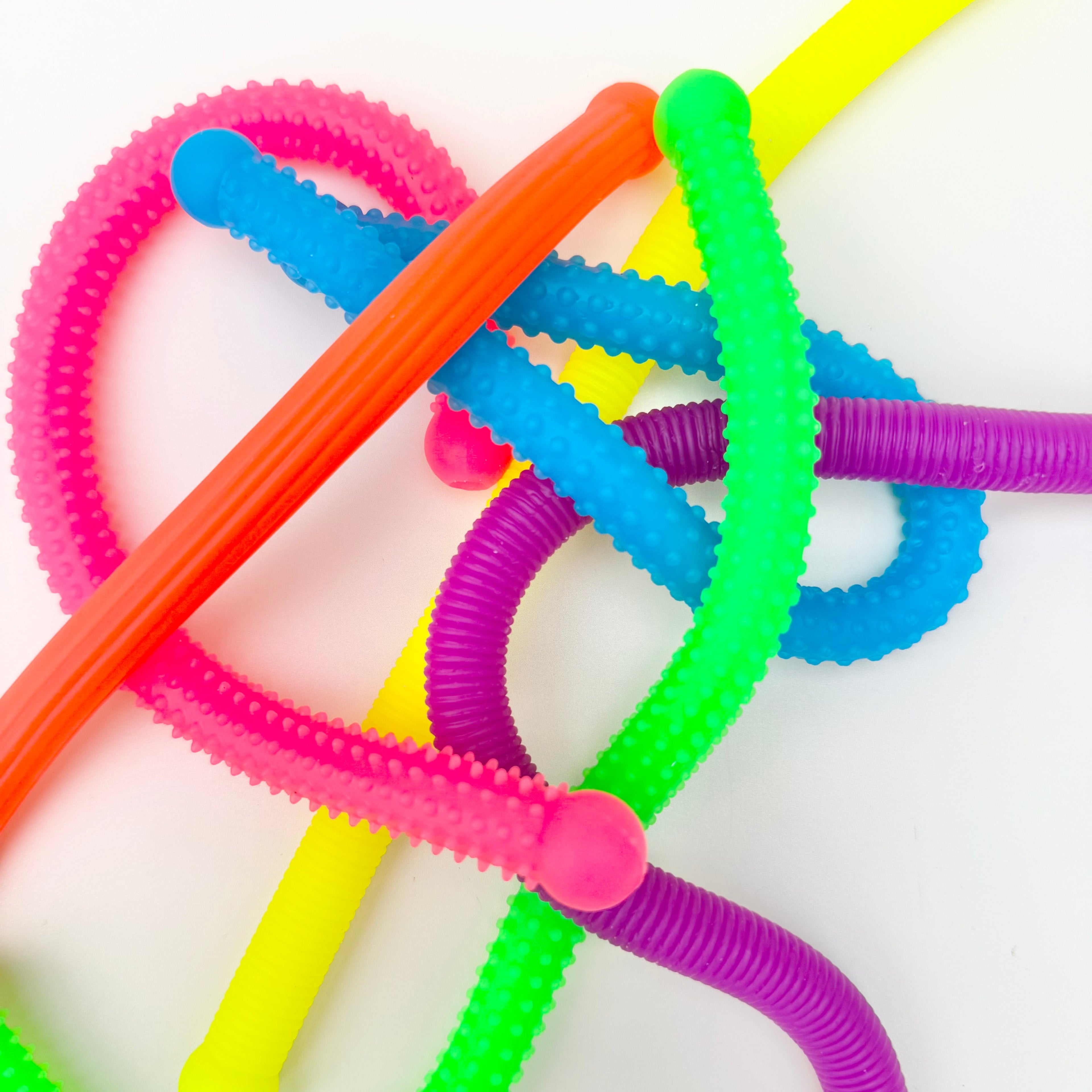 Set of multiple stretch fidgets for braiding and knotting, offering varied texture and movement-based stimming.
