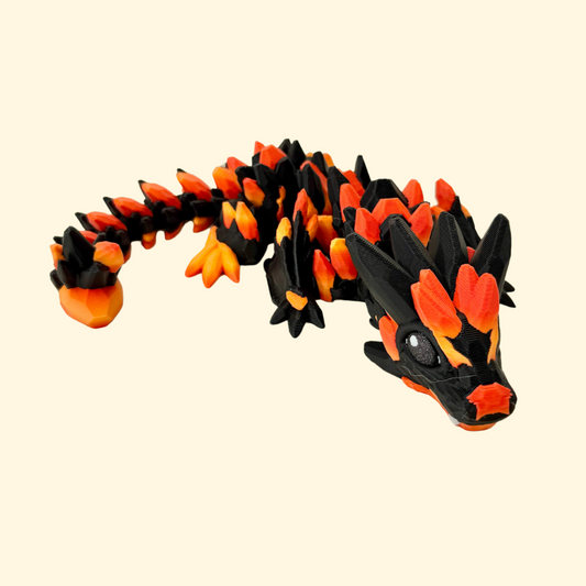 crystal-textured dragon fidget toy with orange gradient and black accents
