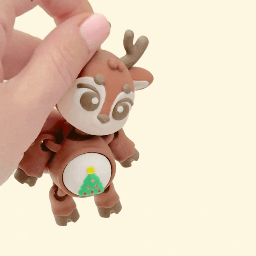 3D printed seasonal fidget toy in reindeer style
