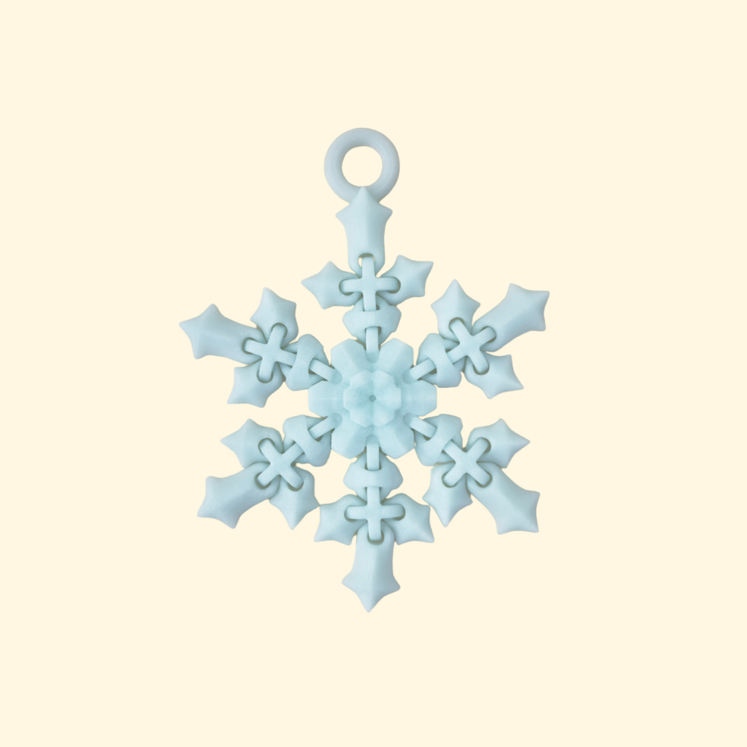 Hand-filling flexible fidget in shiny blue and white for soothing bends and ripples.
