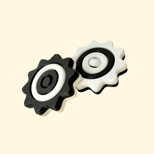 full-gyro quad fidget spinner with ribbon-edge grip and low-noise spin
