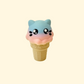 Cute fidget clicker shaped like a cat ice cream cone, rainbow finish and sensory design
