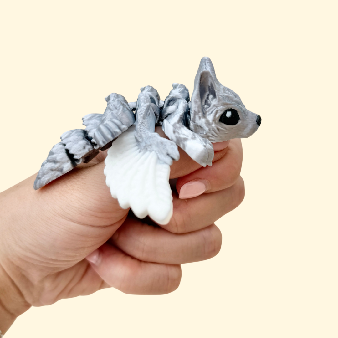 articulated winged wolf sensory toy with textured surface for quiet stimming
