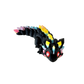 Black dragon fidget toy with rainbow gem-like details and bright red eyes, fully articulated for sensory play.