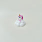 White cloud base with pink-and-gold unicorn details for cute desk décor.
