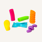 Portable sensory fidget set with assorted textures for busy hands, focus breaks and grounding tactile feedback.
