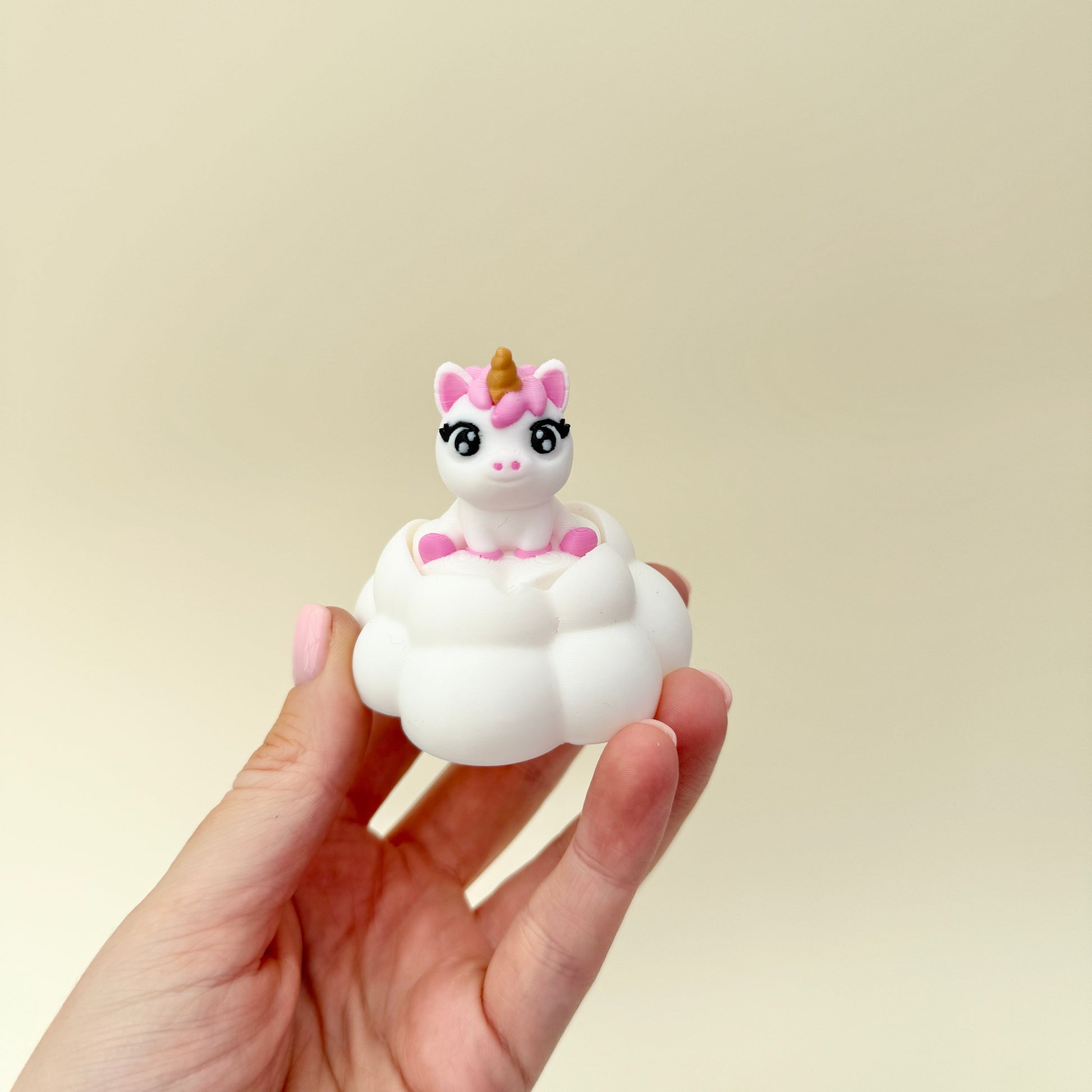Pressable unicorn that bounces back for a classic, audible click.
