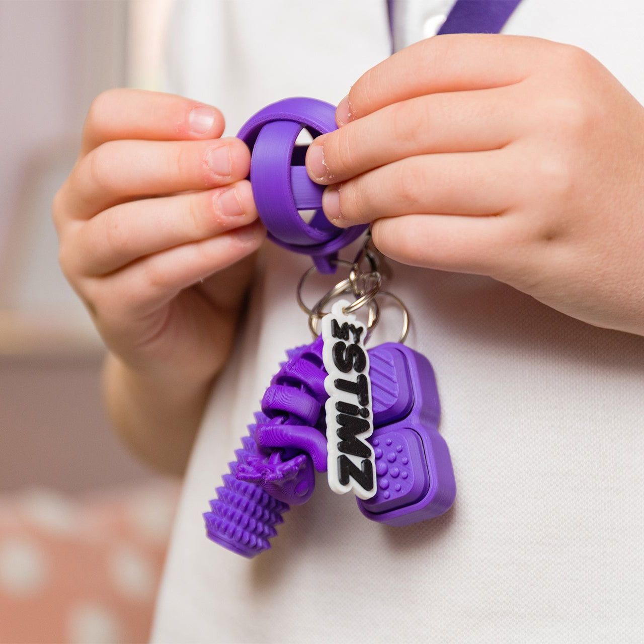 Sensory starter bundle for lanyards with mixed fidget types for tactile, visual, movement and pressure input.
