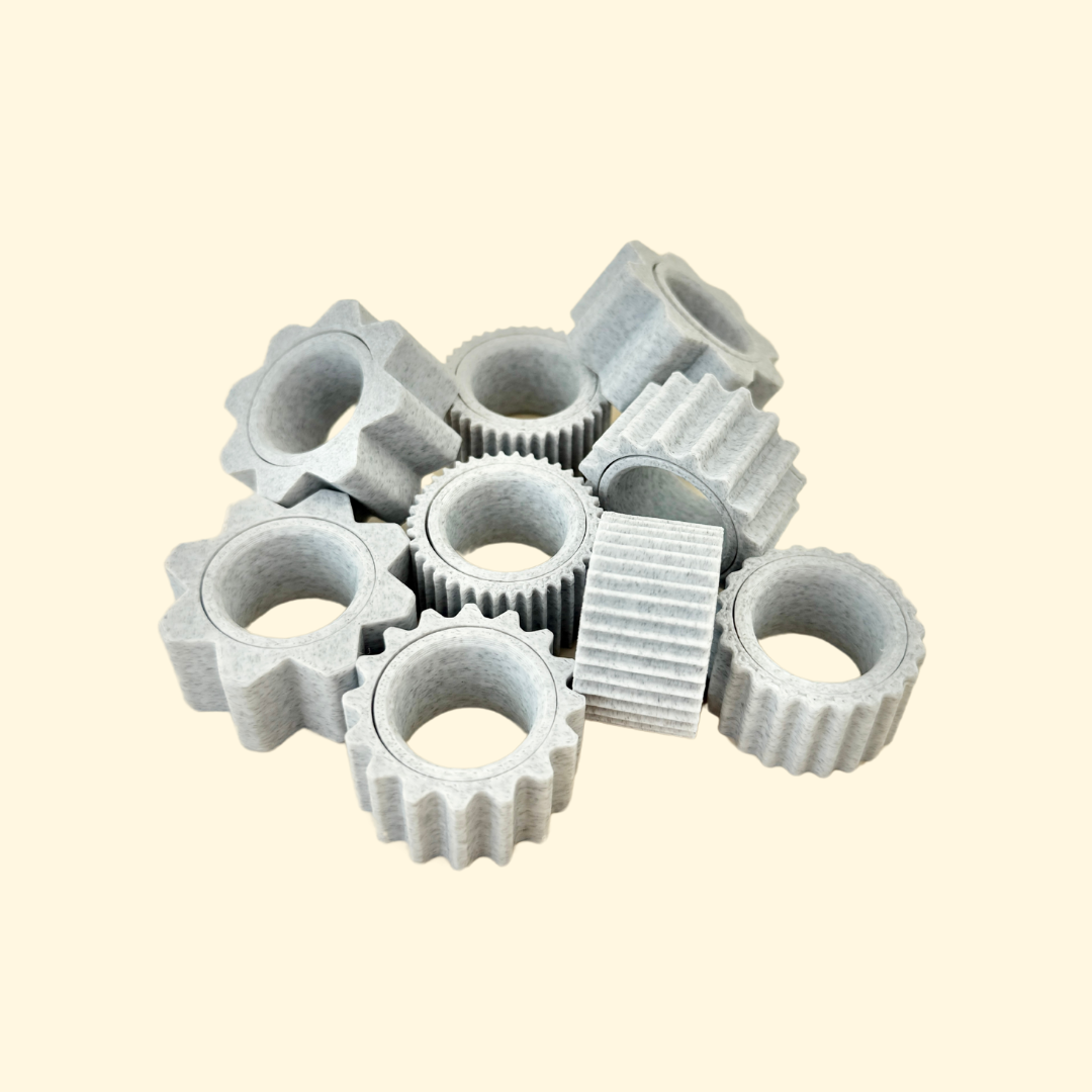 A smooth-ridged fidget ring designed for rolling between fingers.