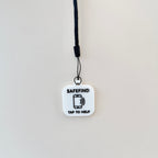 Keyring with integrated NFC functionality for quick access to personalised information.