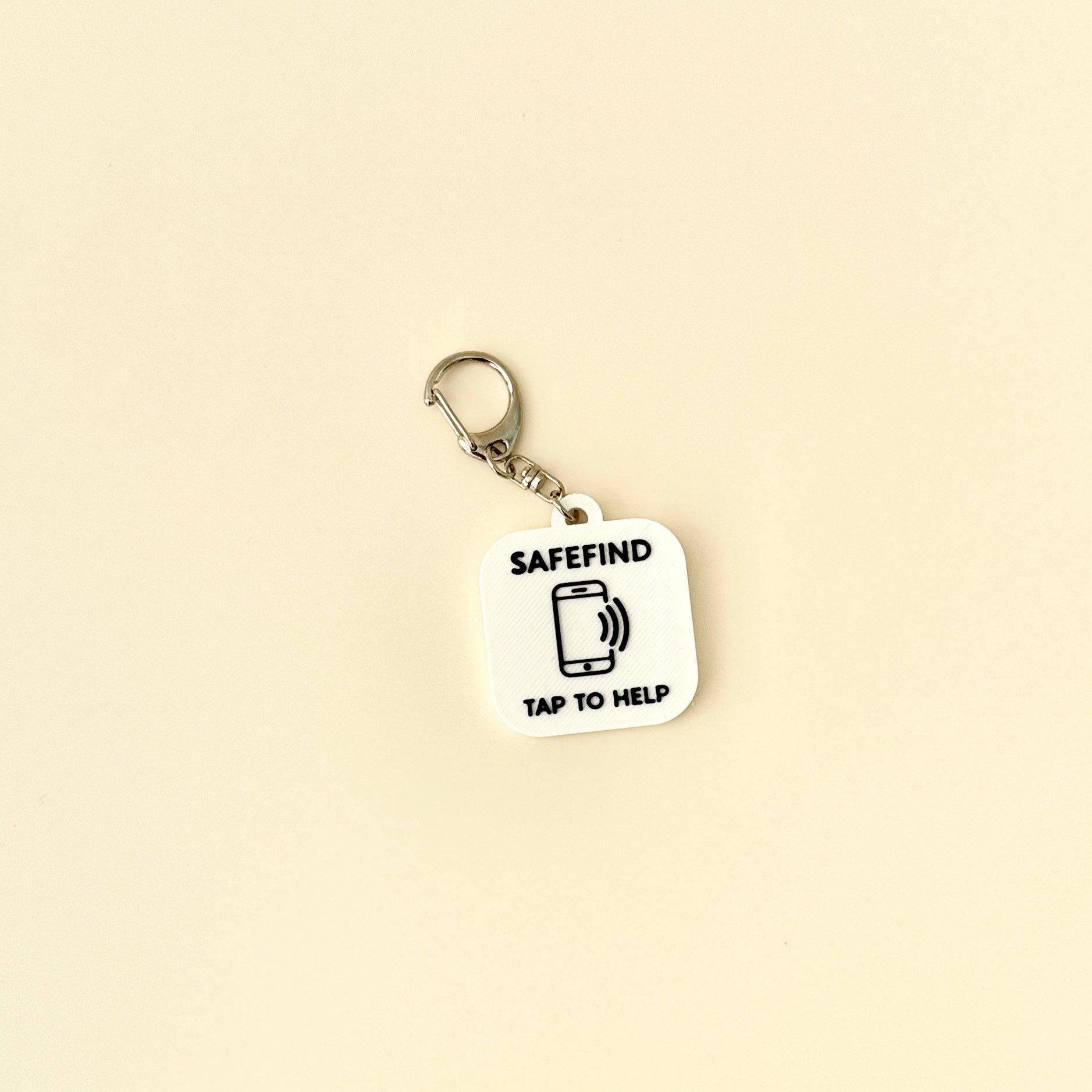 A user-friendly NFC keyring designed to store contact details or emergency information.