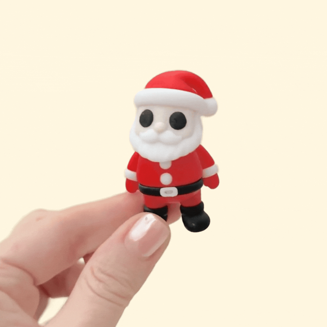 Santa Claus fidget toy featuring a festive red jacket, black belt, and a Christmas hat, perfect for holiday-themed fidgeting.