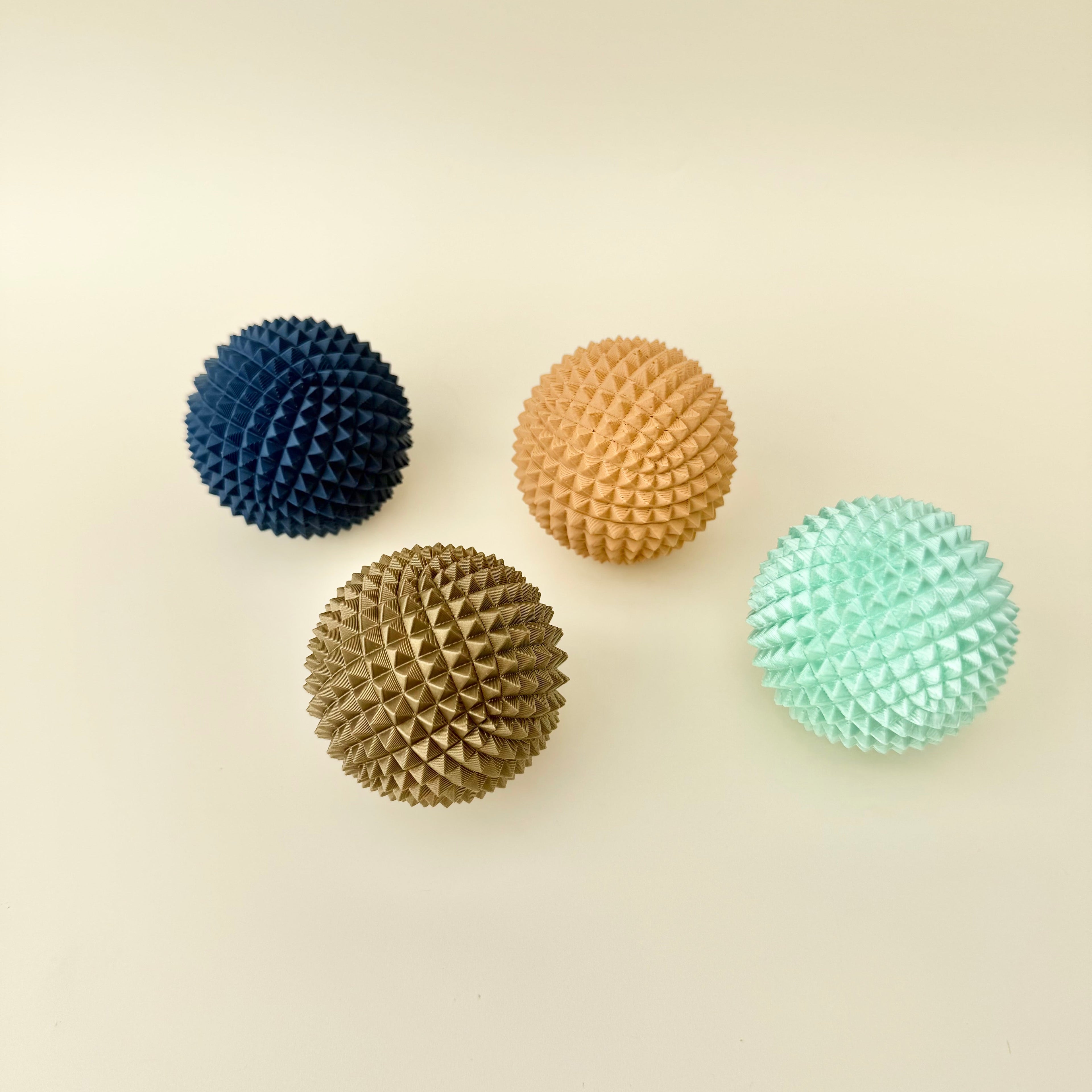 Hard 3D printed sensory ball for discreet pressure stimming and grounding at home, work or school.
