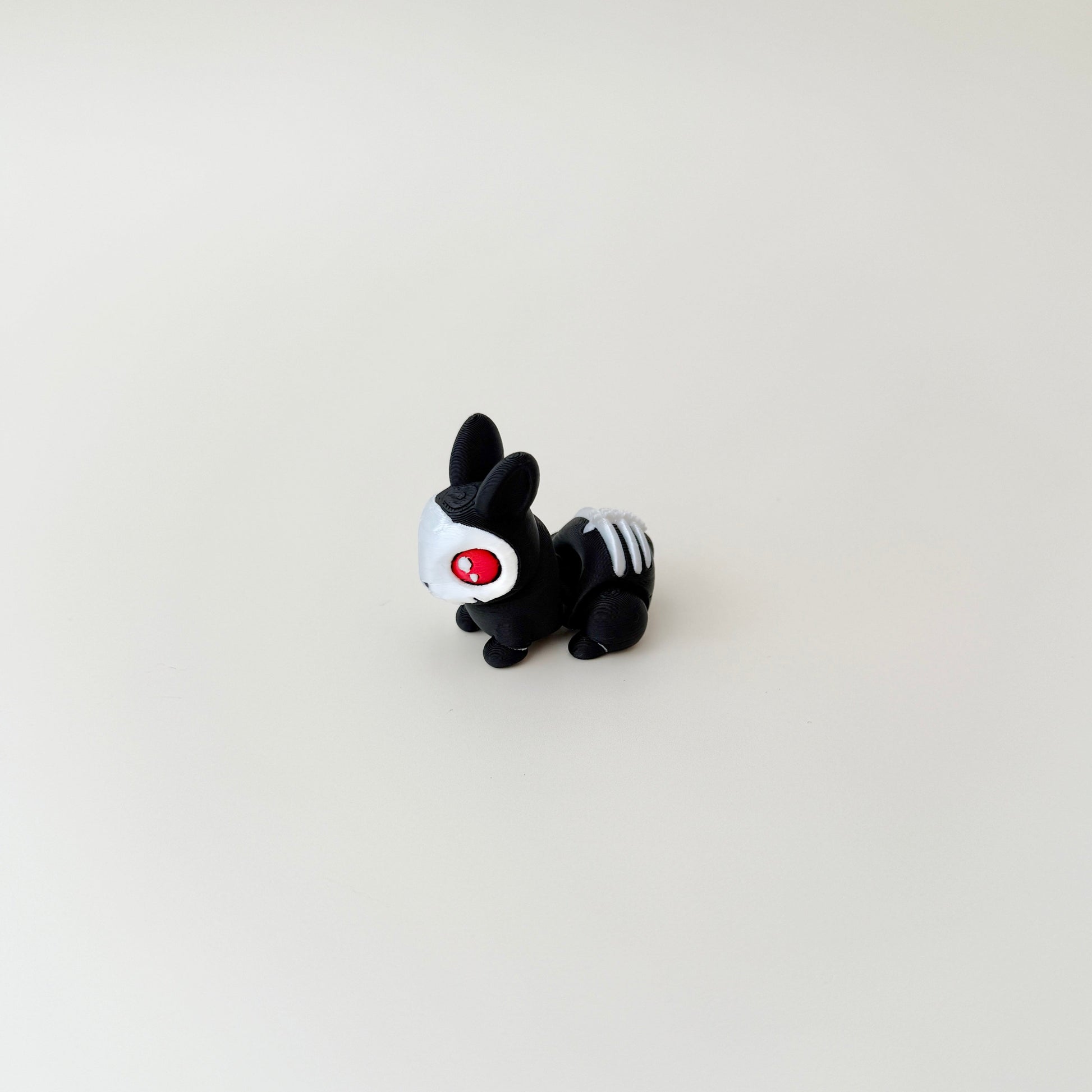 mini skeleton bunny in a woven basket designed for quiet tactile stimming
