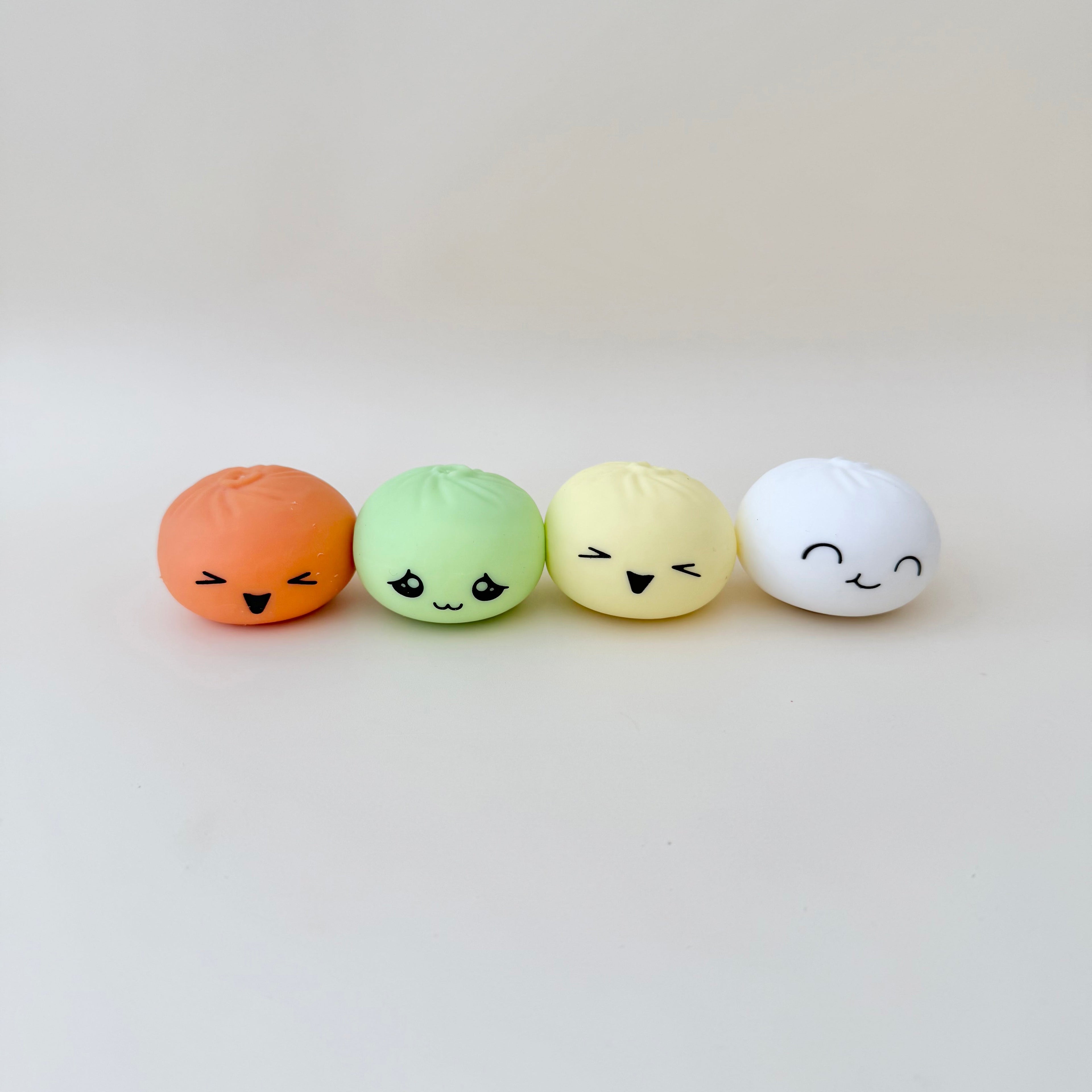 Smooth squishy sensory fidget set for gentle squeezes and calming tactile input during daily routines and travel.
