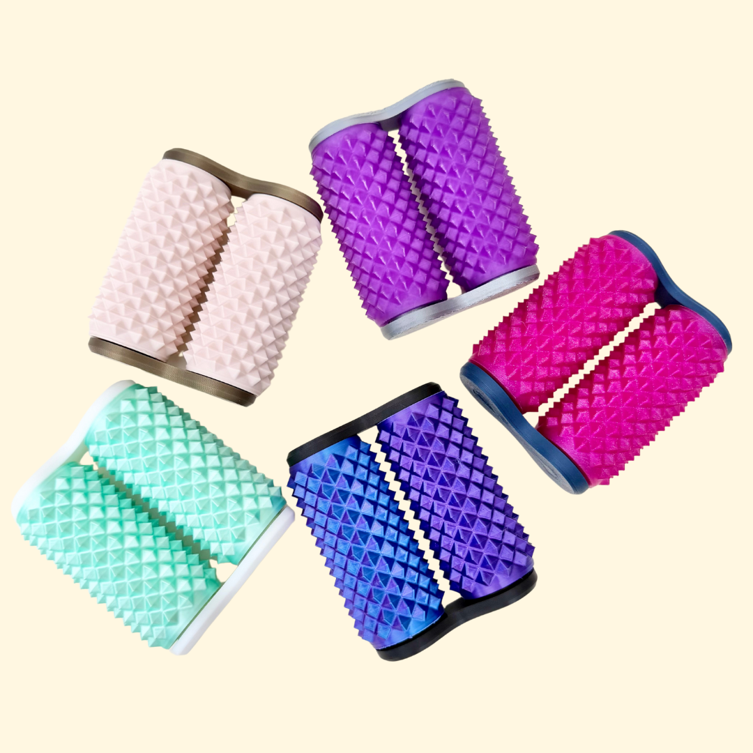 Dual textured sensory roller for pain stimming, grounding, and tactile regulation in neurodivergent users
