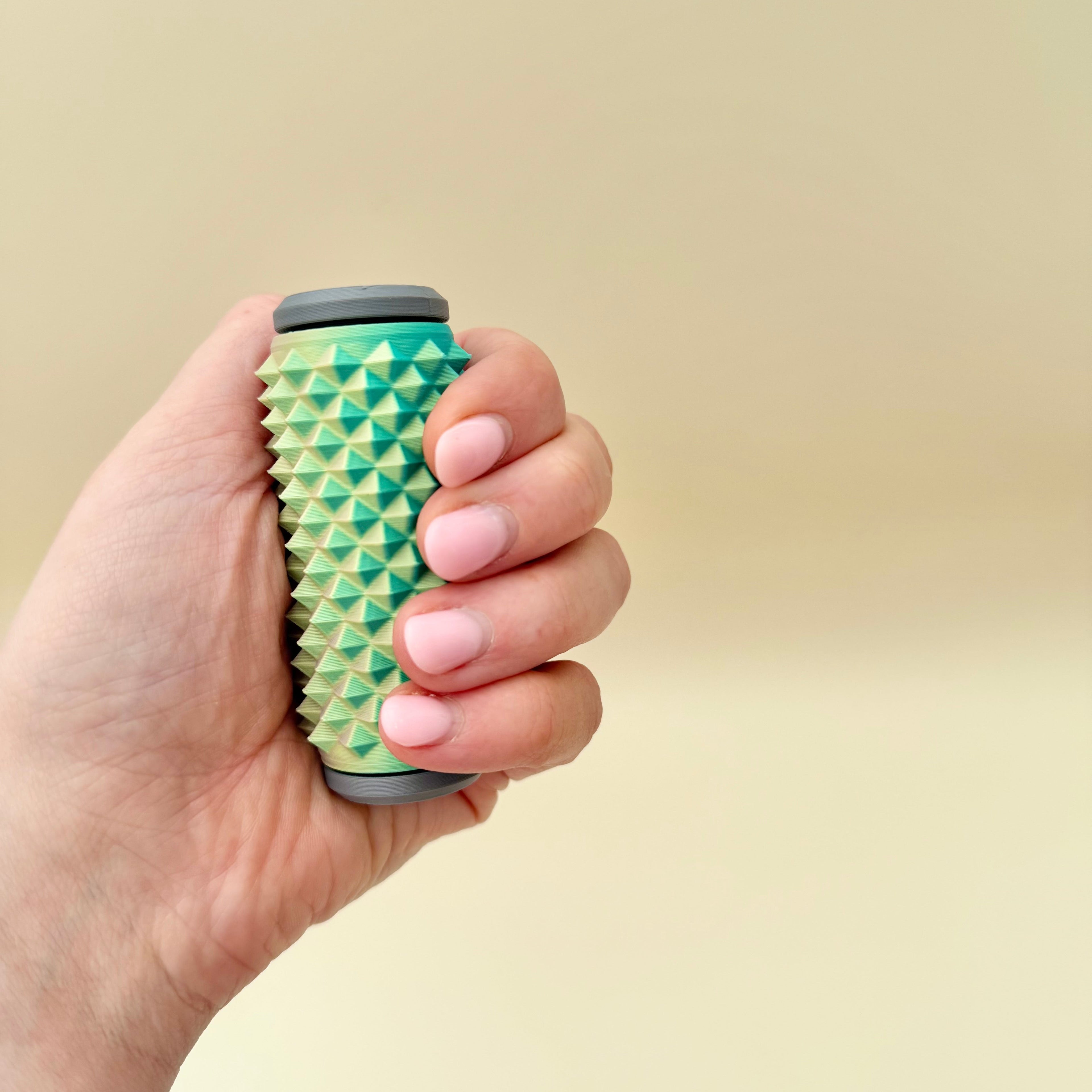 Heavy-duty tactile roller providing firm sensory input and lingering tingle after use.
