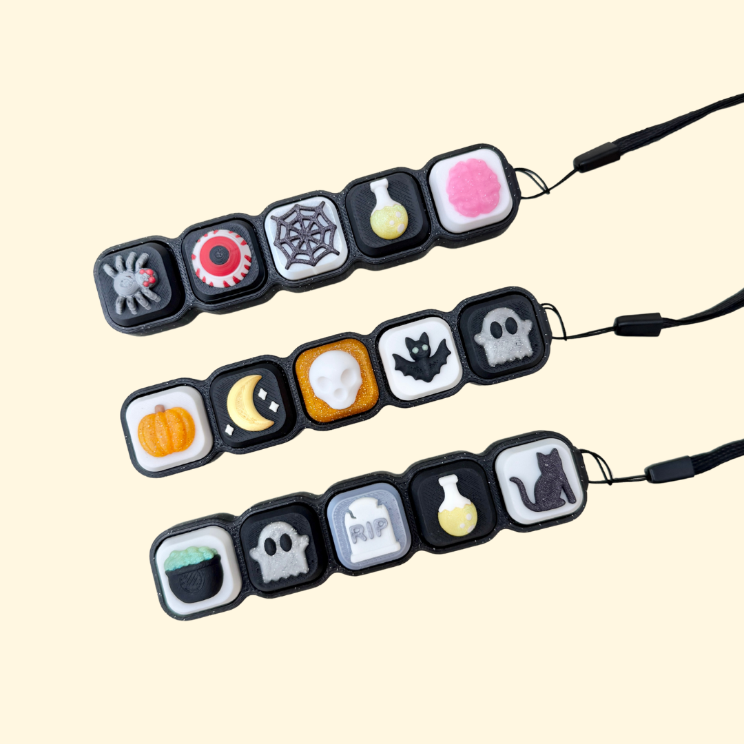 halloween themed texture clicker with five tactile buttons
