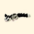 Fully flexible sugar glider sensory toy in realistic grey, white, black, and pink colours.