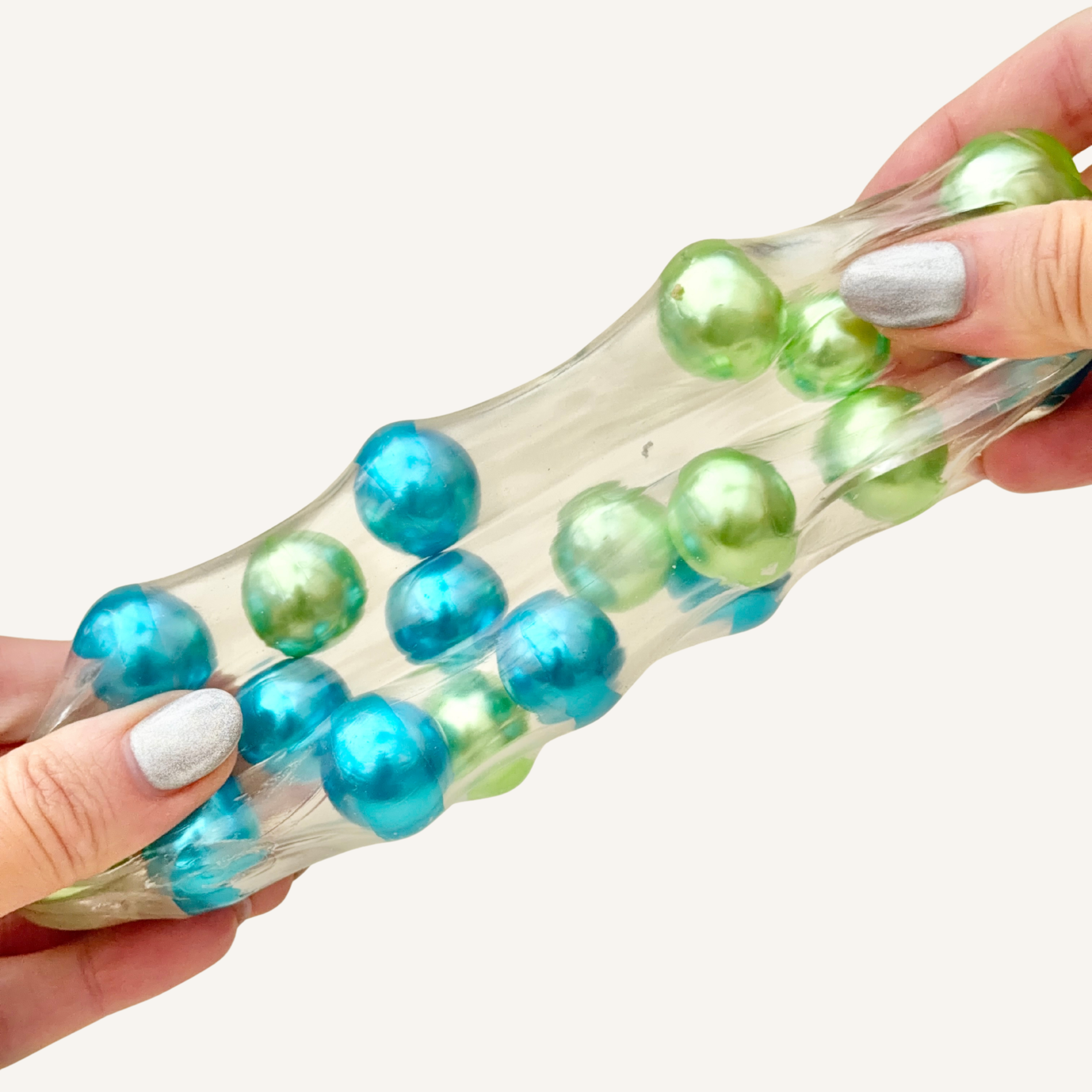 Squishy tactile fidget for grounding, calming routines and gentle hand stimulation throughout the day.
