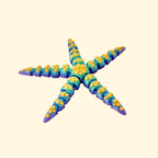 A flexible starfish sensory toy with smooth articulation and raised gold texture details.
