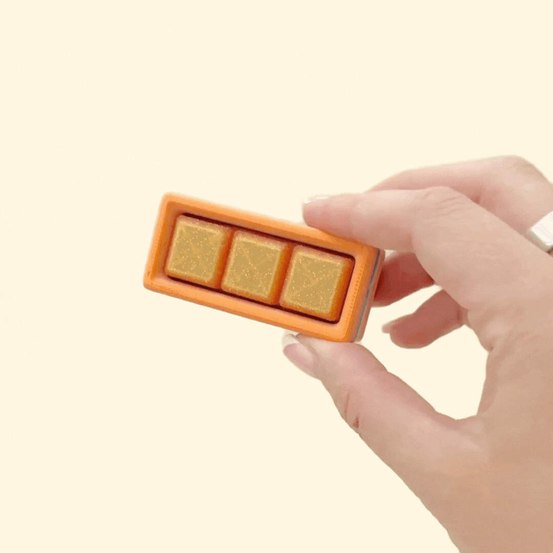 Chunky rectangular fidget with three clicker buttons, ideal for keeping hands busy at work or home
