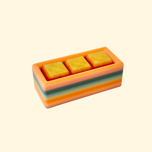 Rectangle-shaped fidget toy with three clickable buttons, designed for sensory play and stress relief
