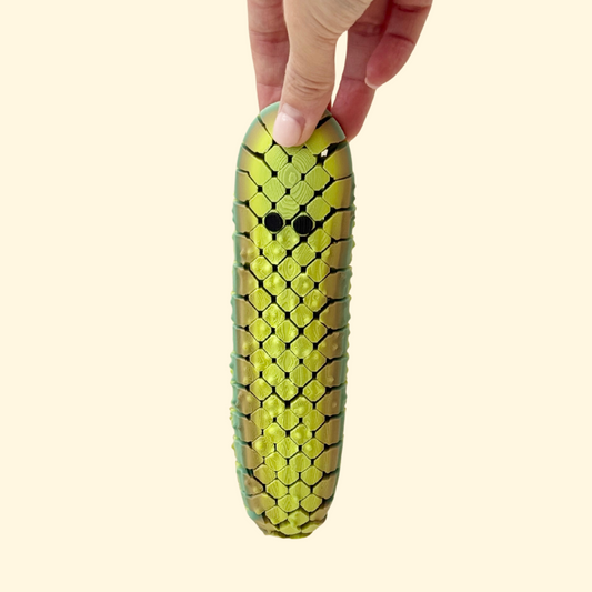 long mesh fidget with raised texture for quiet tracing stims and grounding
