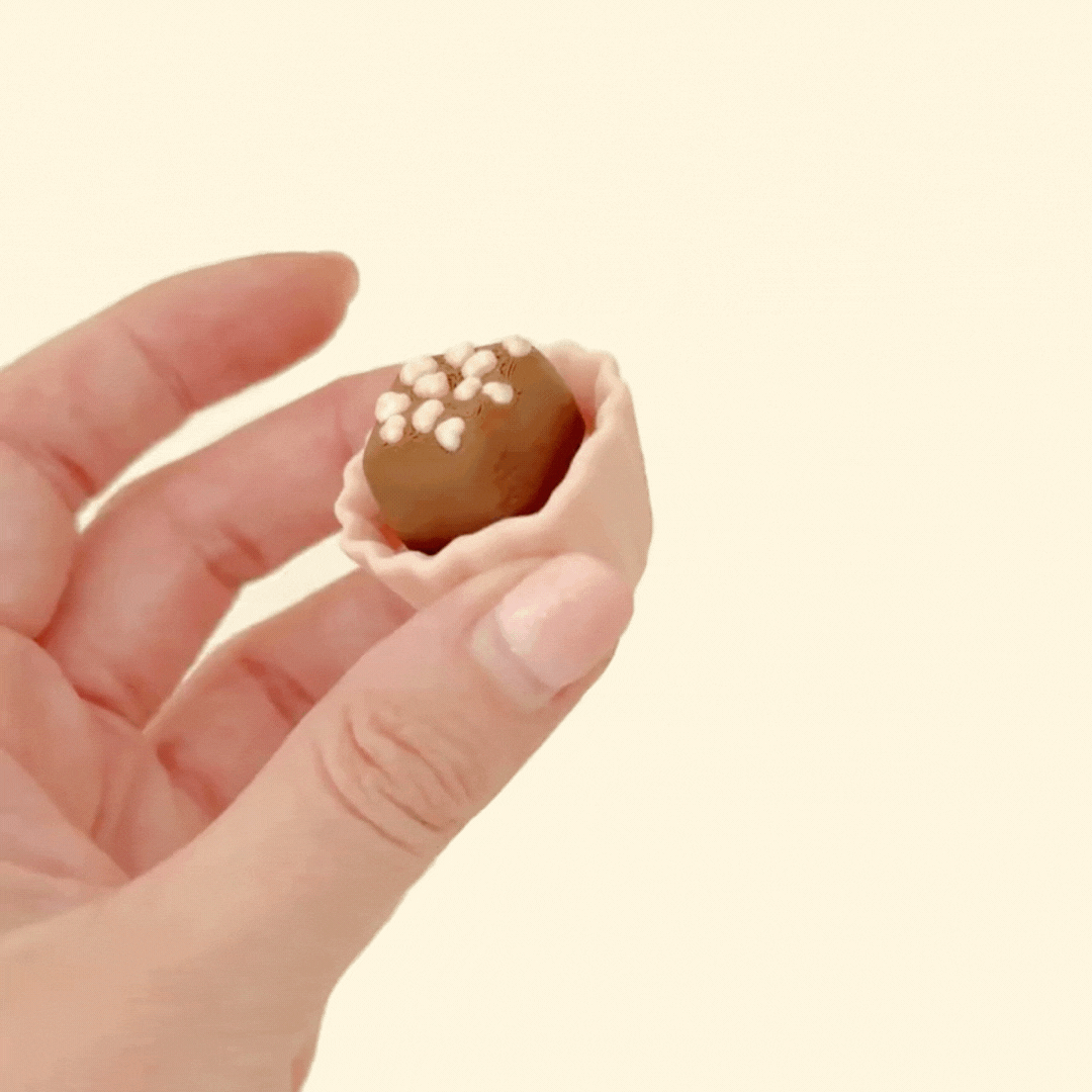 a small fake food sensory fidget toy with multiple textures for tactile input
