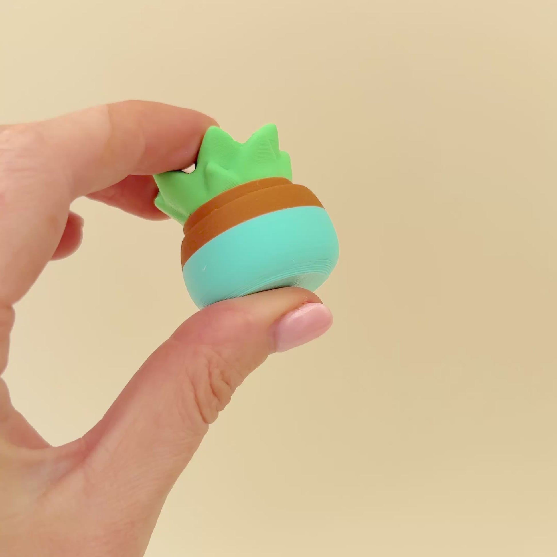 A small succulent fidget toy in a teal pot, perfect for discreet fidgeting at work or school.