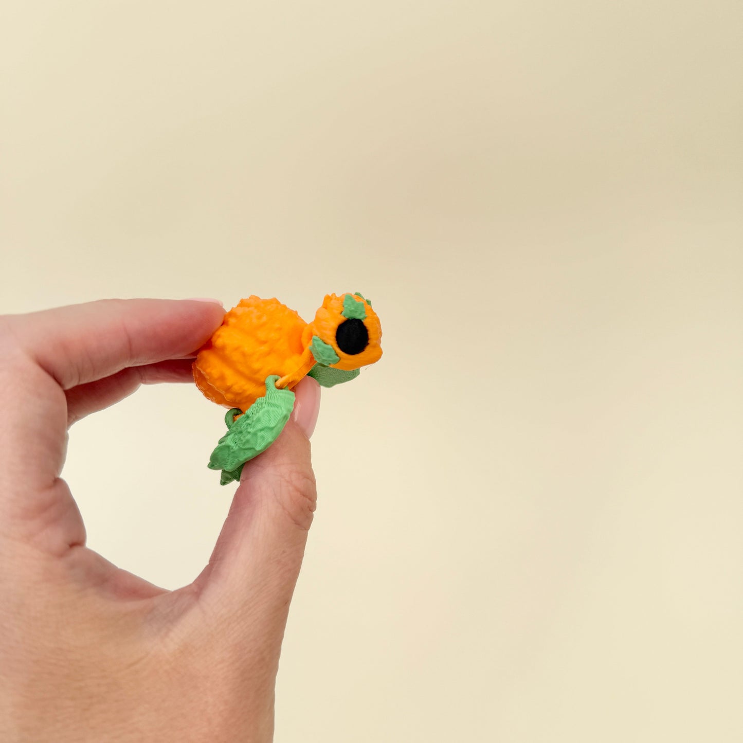 articulated turtle with a textured pumpkin shell for tactile stimming
